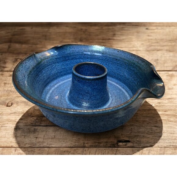 Cape Fear Art Pottery Carolina Chicken Roaster Cobalt Blue 9 1/2" - Picture 8 of 11